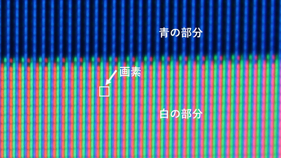 図4 テレビ画面を虫眼鏡とデジカメを使って拡大した写真